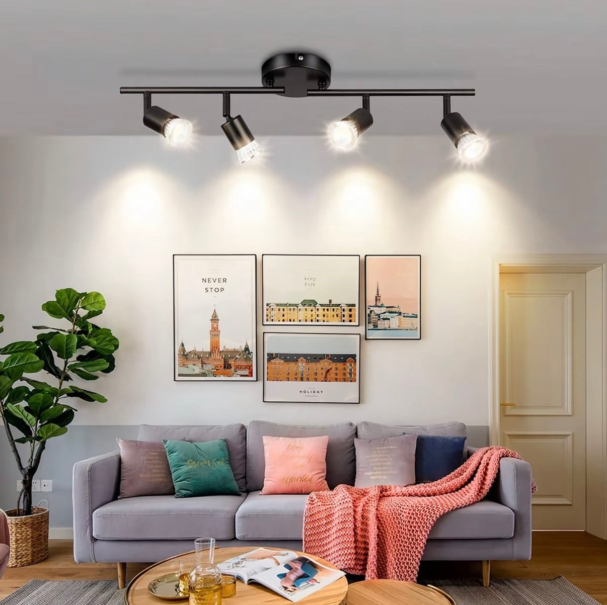 Lámpara Riel | 4 Focos LED Incluidos | Tu Estudio No Parecerá Sótano