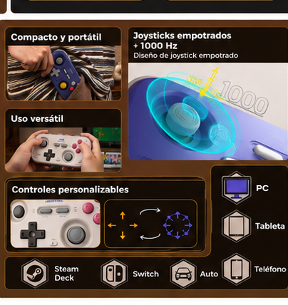 Control Retro IINE con Joystick Hall Effect | Switch, Steam Deck y Móvil