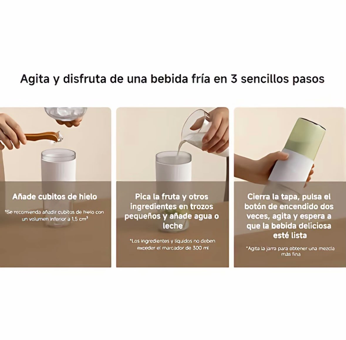 Licuadora Portátil Xiaomi Recargable | Tritura Hielo | 12 Usos por Carga