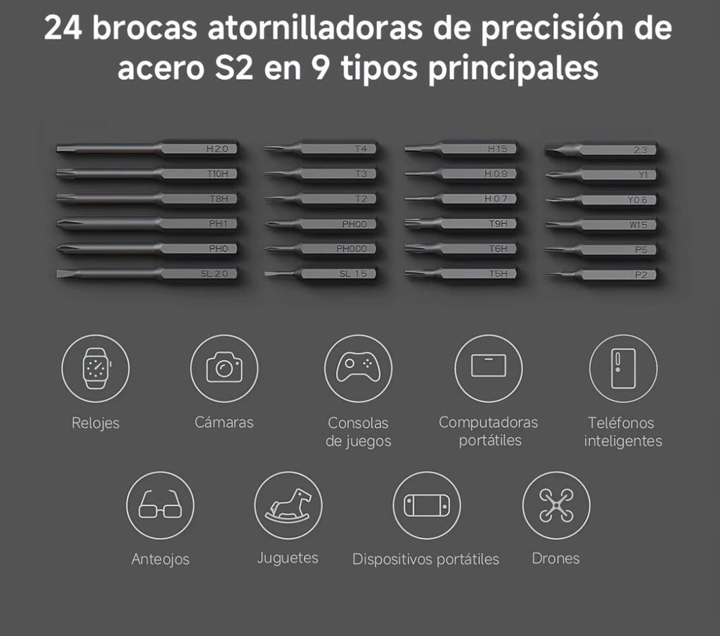 Destornillador Eléctrico de Precisión Xiaomi | Set 24 Puntas