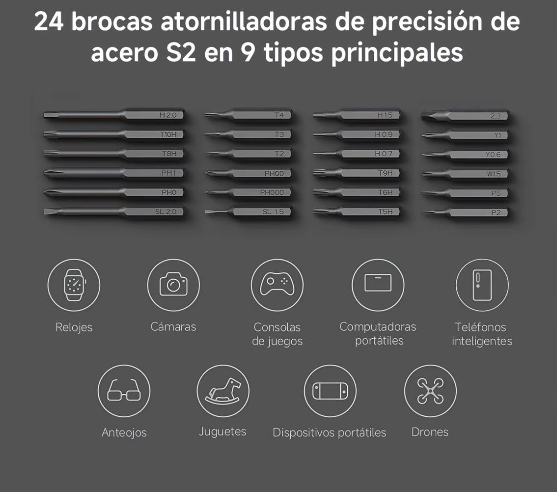 Destornillador Eléctrico de Precisión Xiaomi | Set 24 Puntas