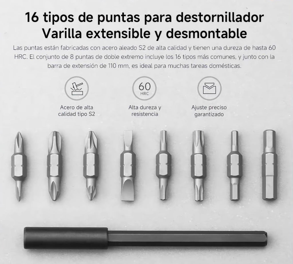 Mi 16-en-1 Desarmador de Trinquete | Repara, Ajusta y Ahorra sin Llamar a Nadie