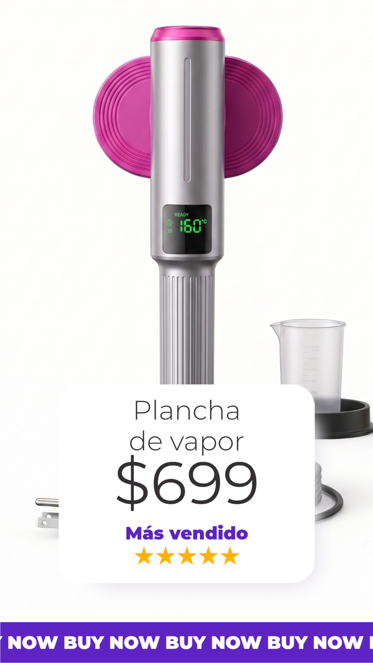 Plancha de Vapor Portátil 1200W | Cabezal giratorio 90° |  3 modos de vapor