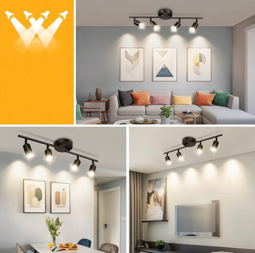 Lámpara Riel | 4 Focos LED Incluidos | Tu Estudio No Parecerá Sótano