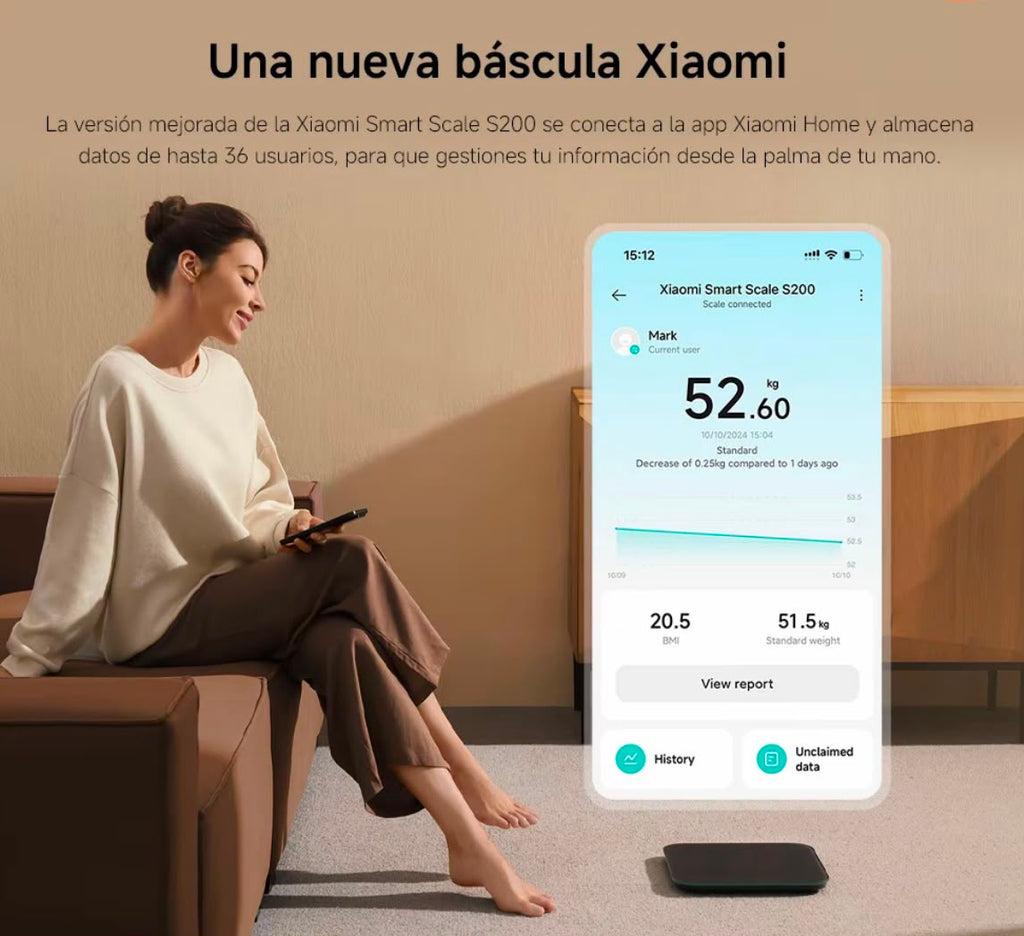 Báscula Inteligente Xiaomi Mi Body Composition Scale S200 | Bluetooth
