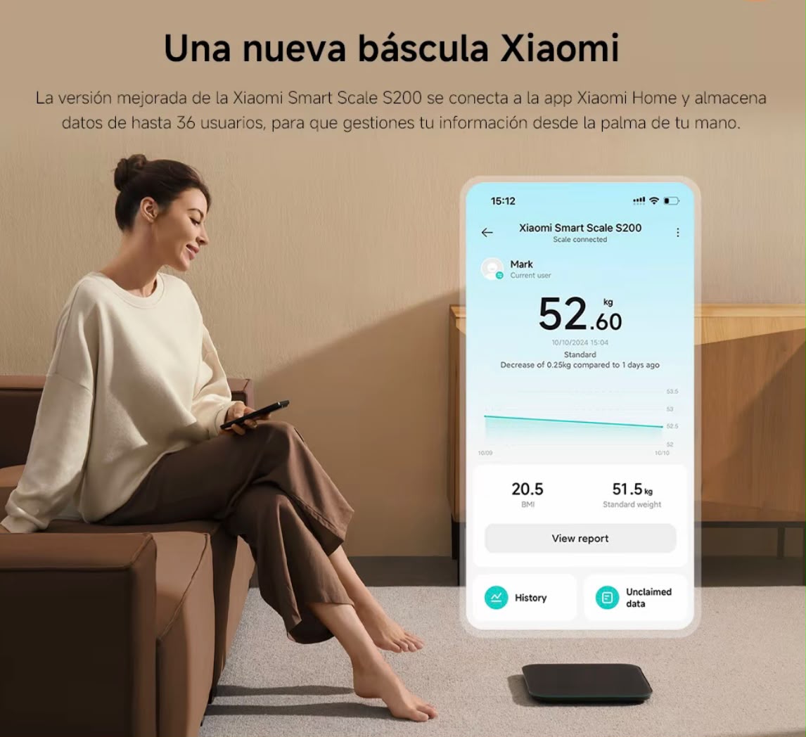 Báscula Inteligente Xiaomi Mi Body Composition Scale S200 | Bluetooth