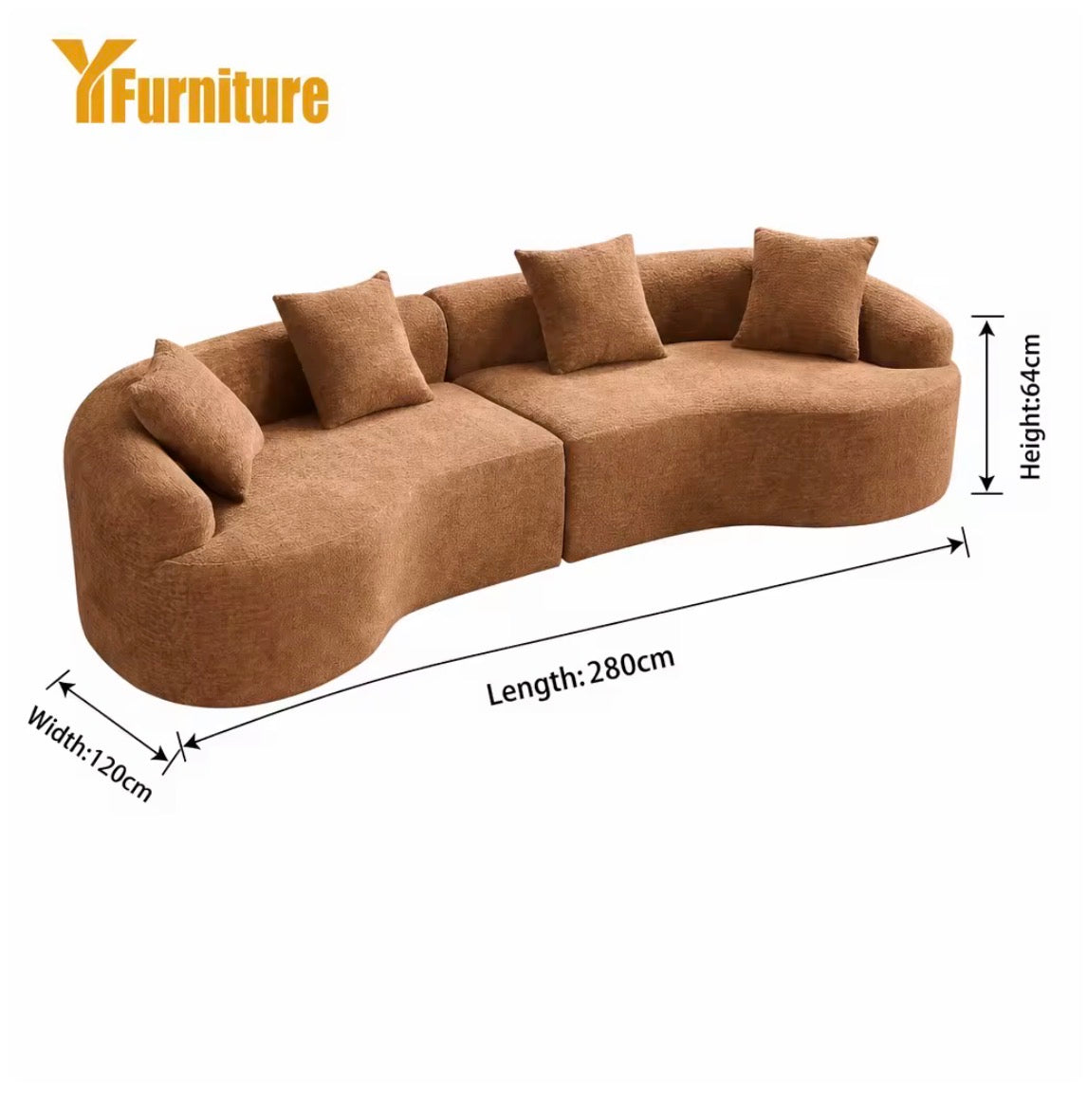 Sofá Modular Curvo | 2.8m | Camel