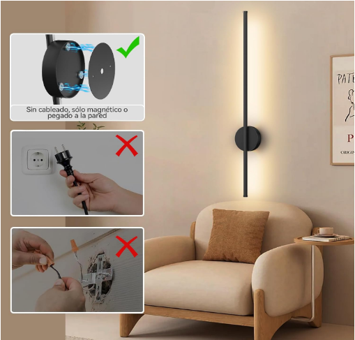 Lámpara LED de Pared Recargable | 3 Tonos de Luz | Lee, Descansa y Cuida tu Vista