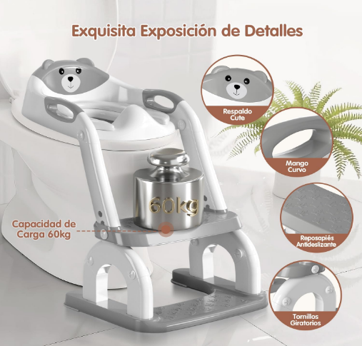 Asiento de Entrenamiento para Baño con Escalera Antideslizante