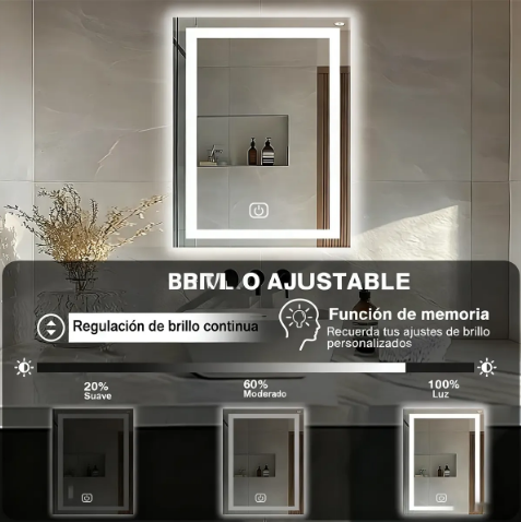 Espejo colgante tipo gota con función anti empañado | Luz ajustable