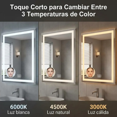 Espejo colgante tipo gota con función anti empañado | Luz ajustable