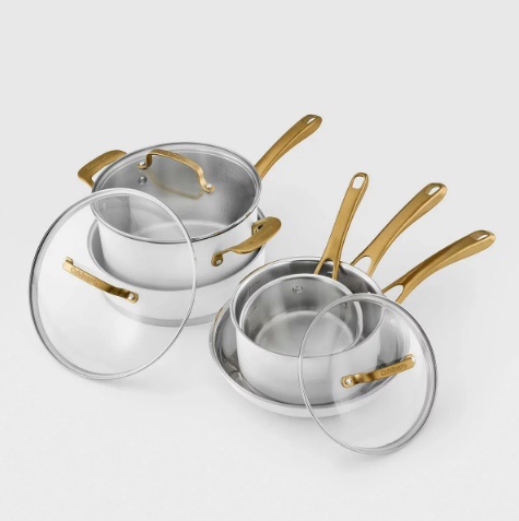 Batería de Cocina 8 Piezas Cuisinart | Acero Inoxidable Premium – Apta para Inducción