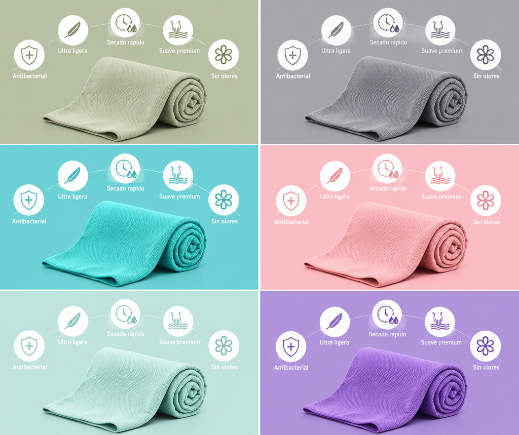 2 pack Toalla de Microfibra para Natación, Gym, Playa 50cm x 100cm Varios colores