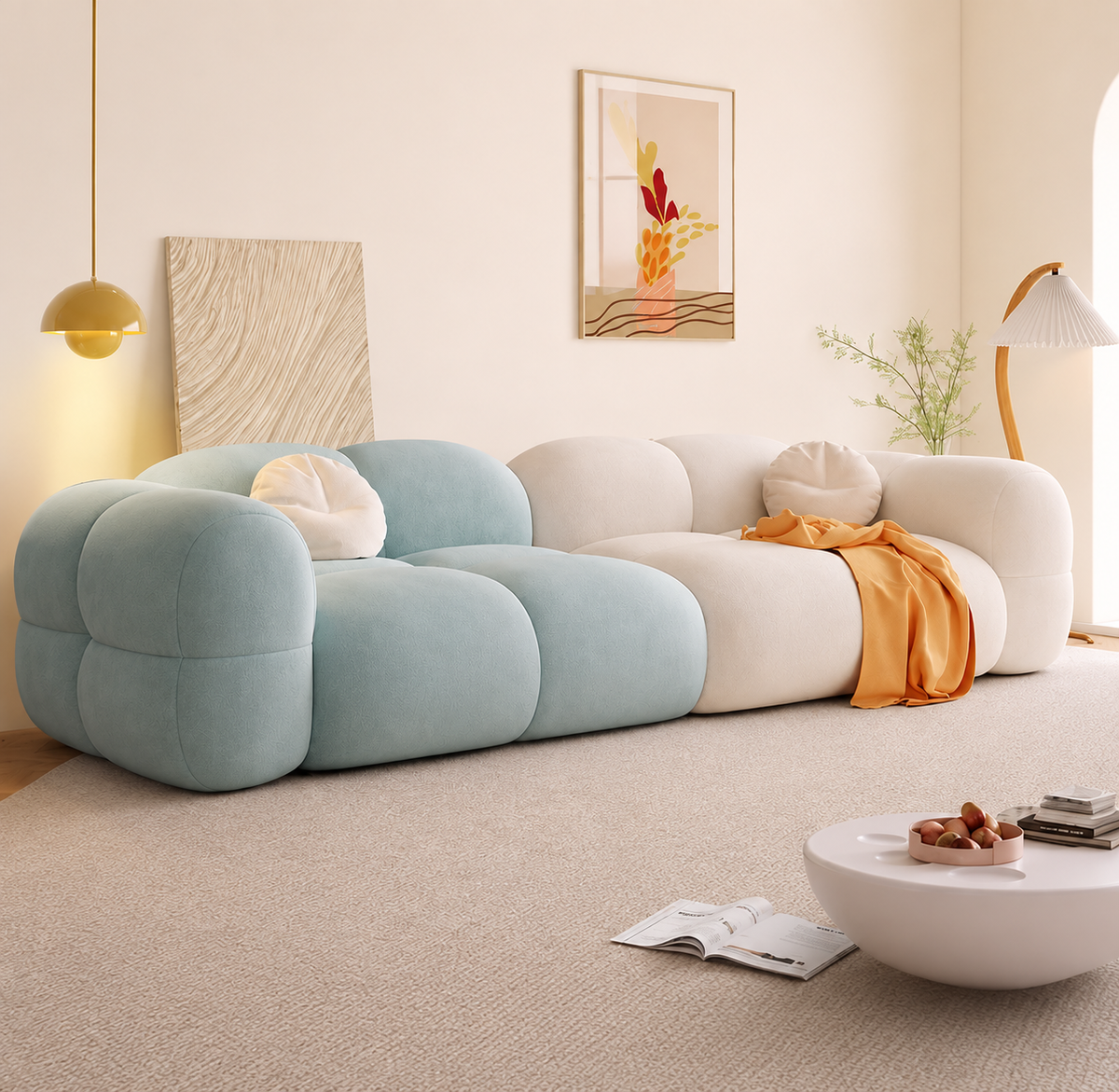 Sillón Nube 1.6 m — Tela Suave | Envío Comprimido al Vacío