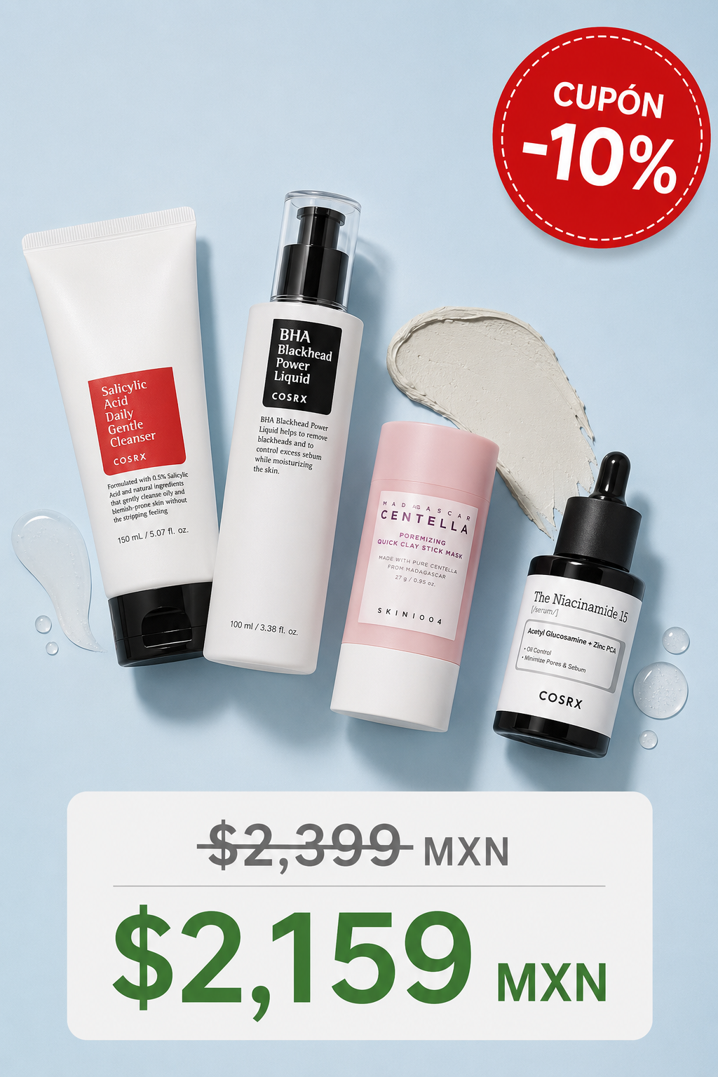 Kit Poros Limpios Puntos Negros | Rutina Exfoliante 4 Piezas | Omere