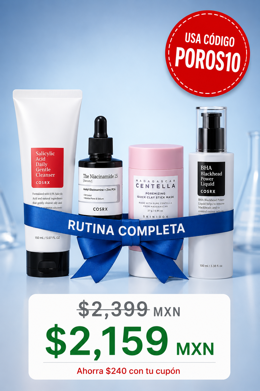 Kit Poros Limpios Puntos Negros | Rutina Exfoliante 4 Piezas | Omere