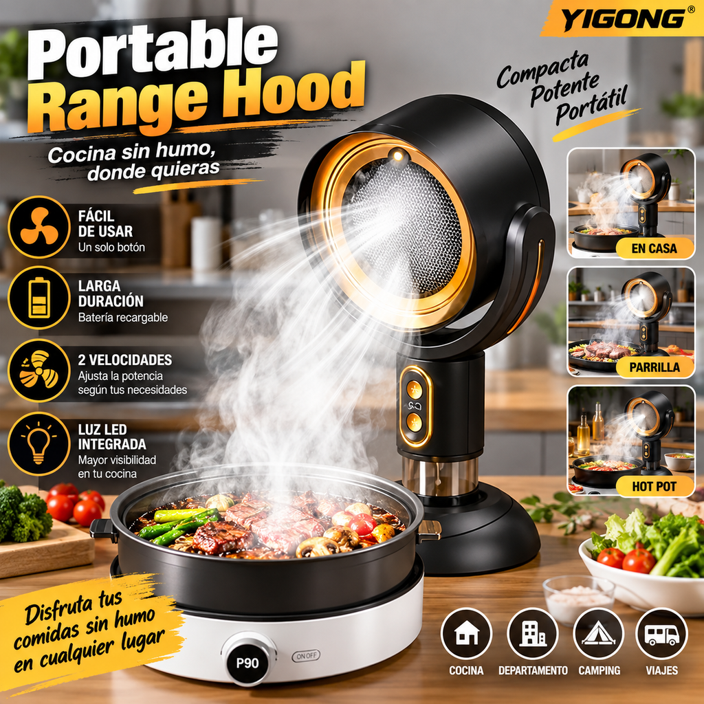 Purificador de Aire Portátil con Extractor — Ángulo Ajustable 15°, Sensor de Olores y Bajo Ruido
