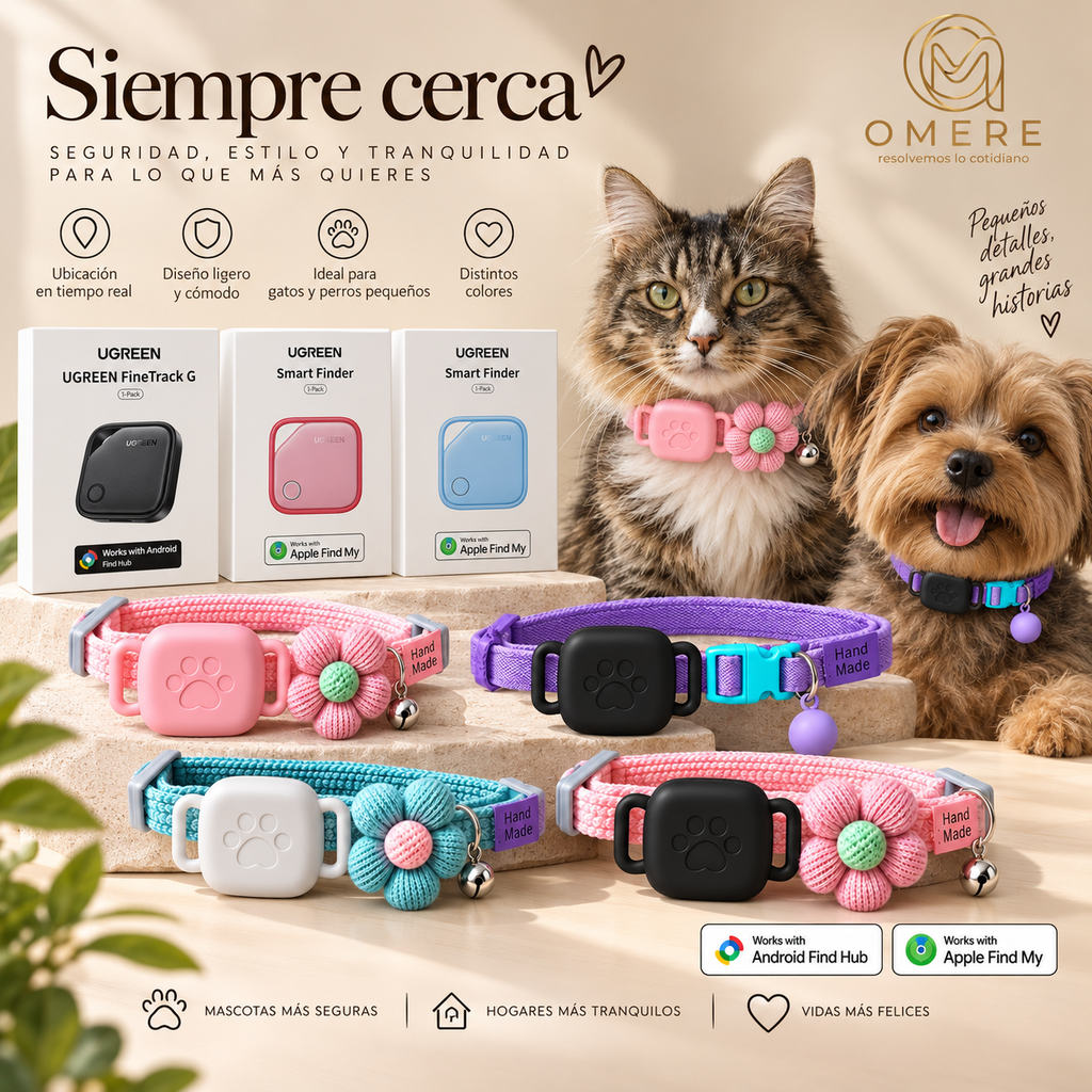 Kit Collar Artesanal + Funda + Localizador | Gato, Perro raza pequeña