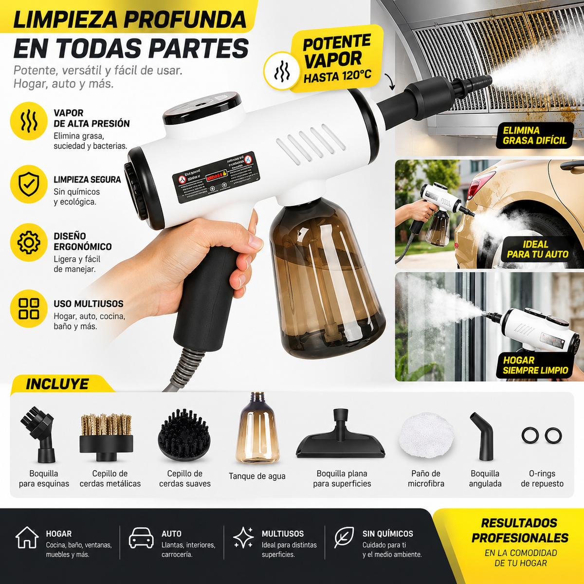 Vaporizador Portátil 1500W | Alta Presión y Calentamiento en 15 seg.