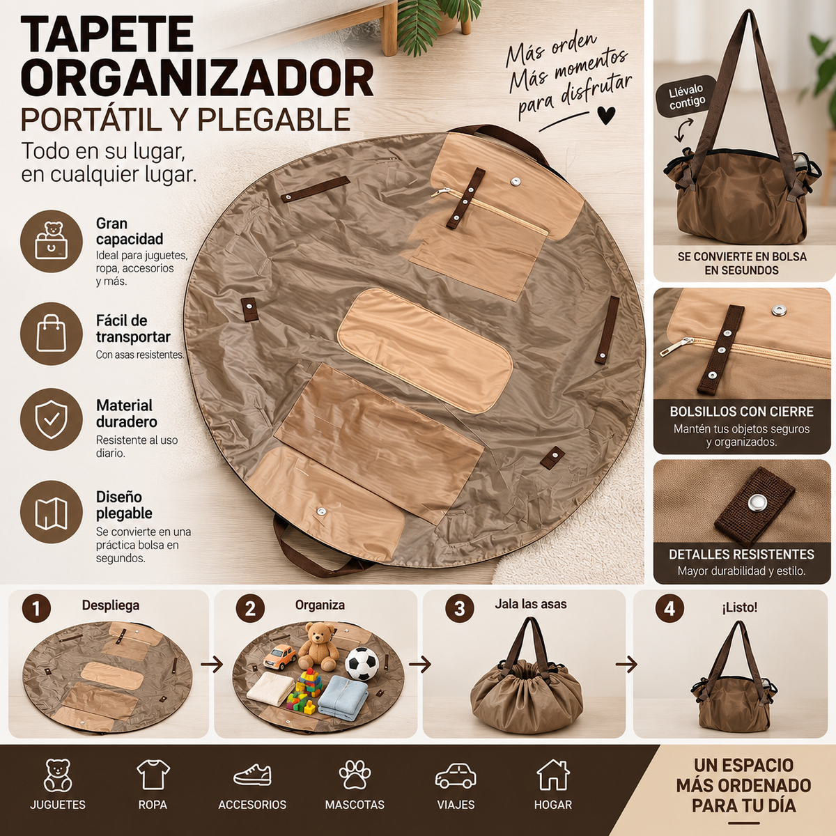 Bolsa de super 2 en 1 | Gran almacenamiento | impermeable