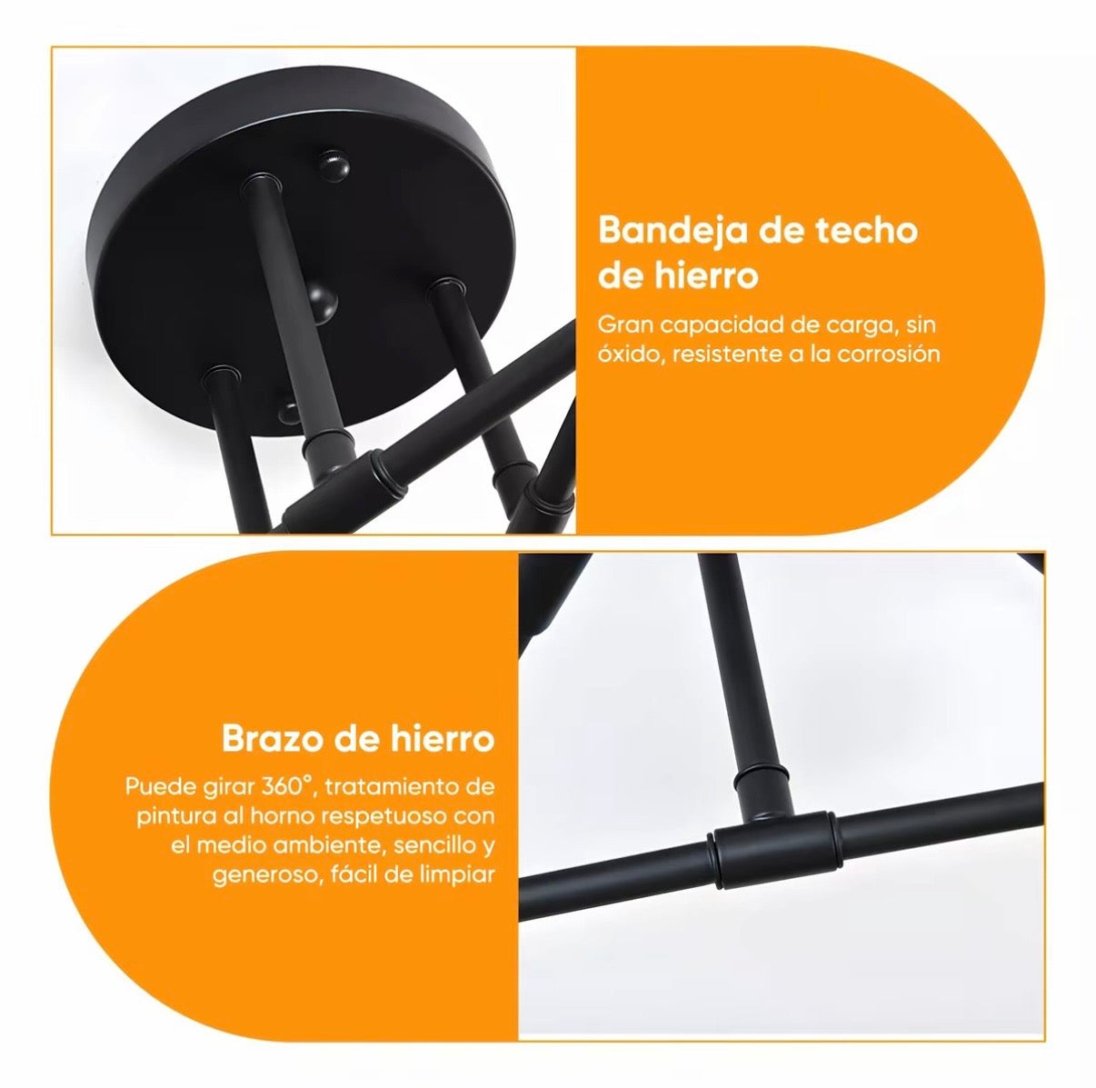 Lámpara Araña | 6 Focos Cálidos Incluidos | Deja de Vivir con Luz de Bodega