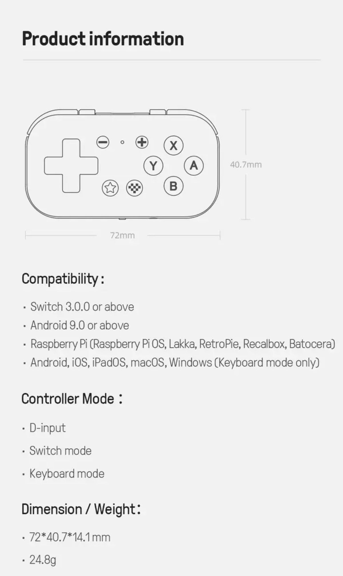 Control Bluetooth 8BitDo Micro Inalámbrico Verde