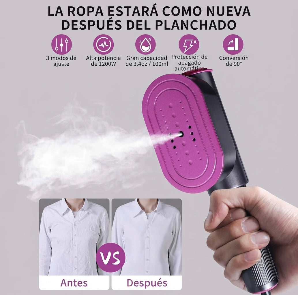 Plancha de Vapor Portátil 1200W | Cabezal giratorio 90° |  3 modos de vapor