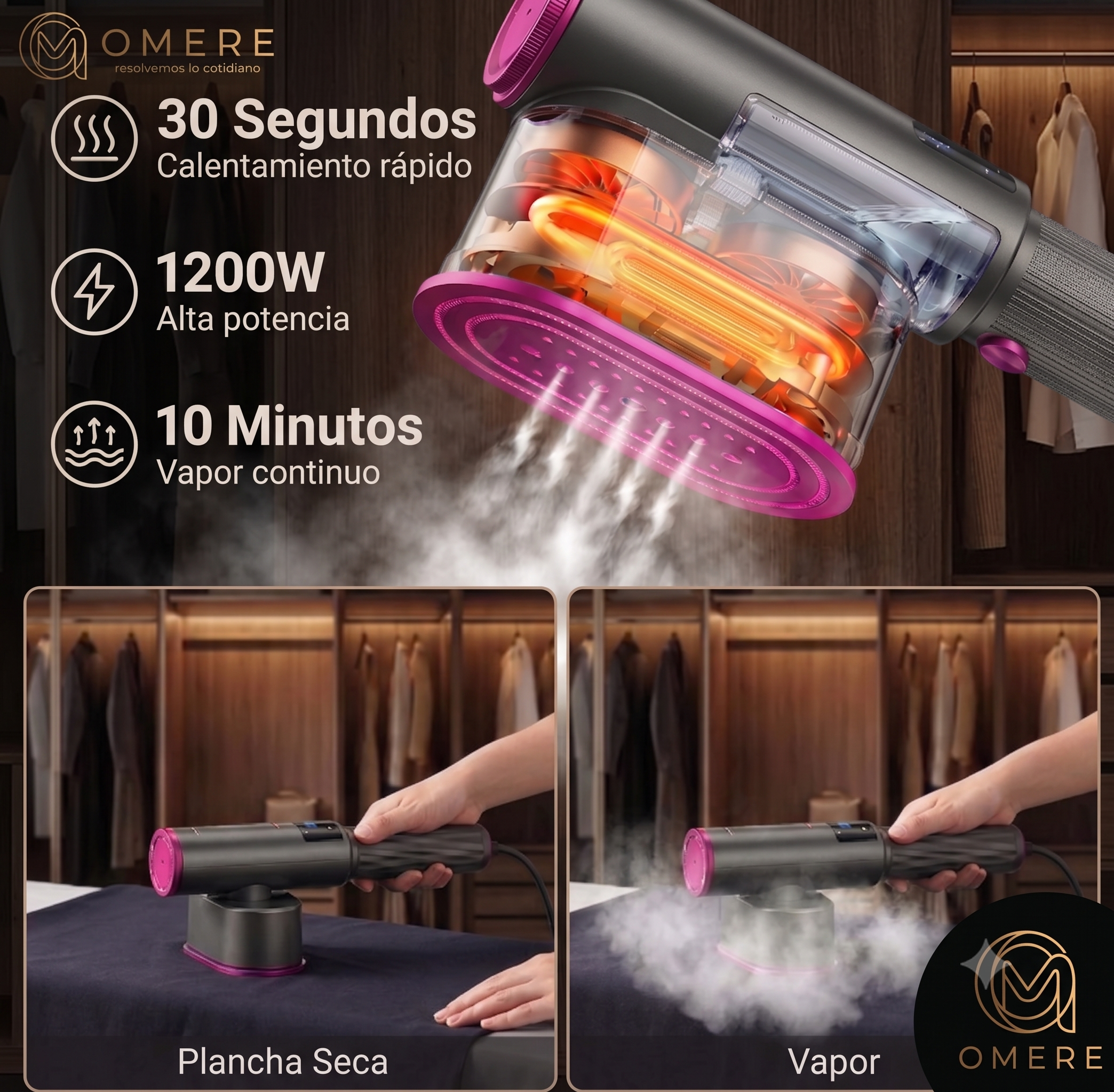 Plancha de Vapor Portátil 1200W | Deja de Salir Como si Durmieras Vestido