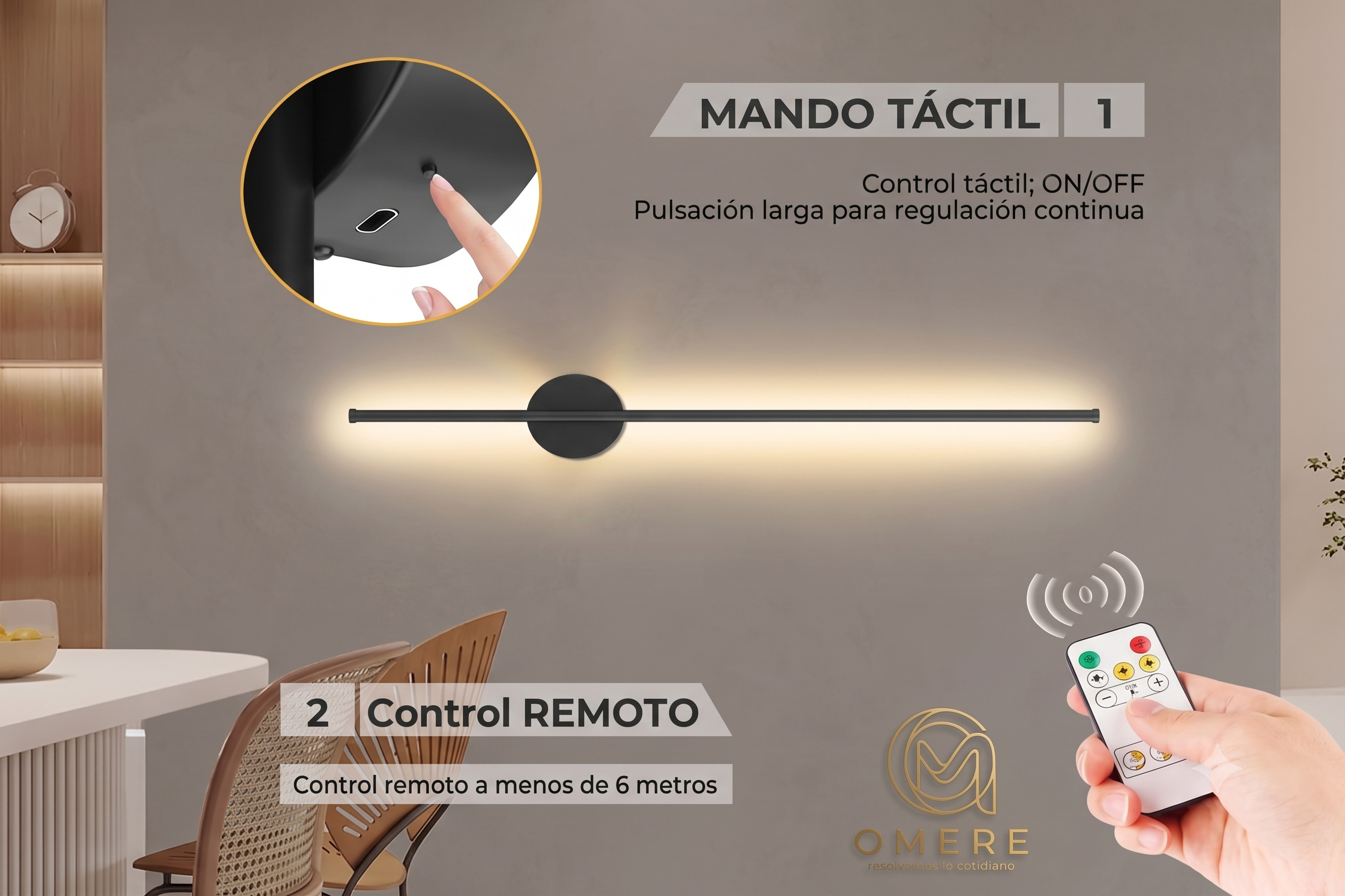 Lámpara LED de Pared Recargable | 3 Tonos de Luz | Lee, Descansa y Cuida tu Vista