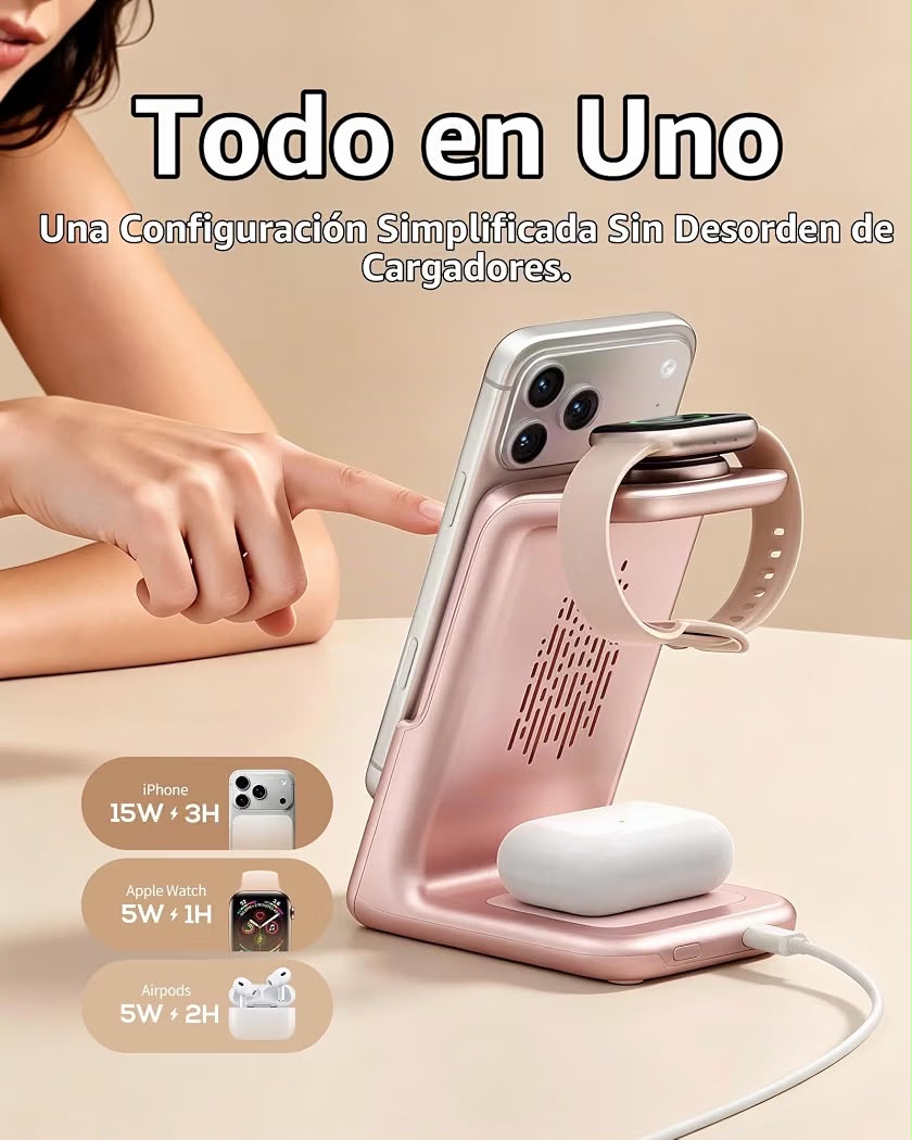 RORRY Power Bank 3 en 1, Portatil Pila para MagSafe 5000mAh Powerbank