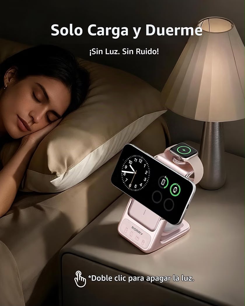 RORRY Power Bank 3 en 1, Portatil Pila para MagSafe 5000mAh Powerbank