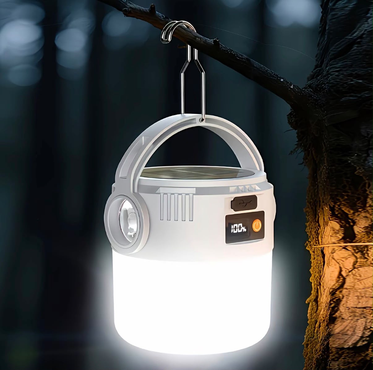 Mini Linterna Solar Recargable con Gancho | Luz de Emergencia 800 mAh