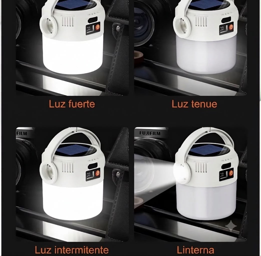 Mini Linterna Solar Recargable con Gancho | Luz de Emergencia 800 mAh