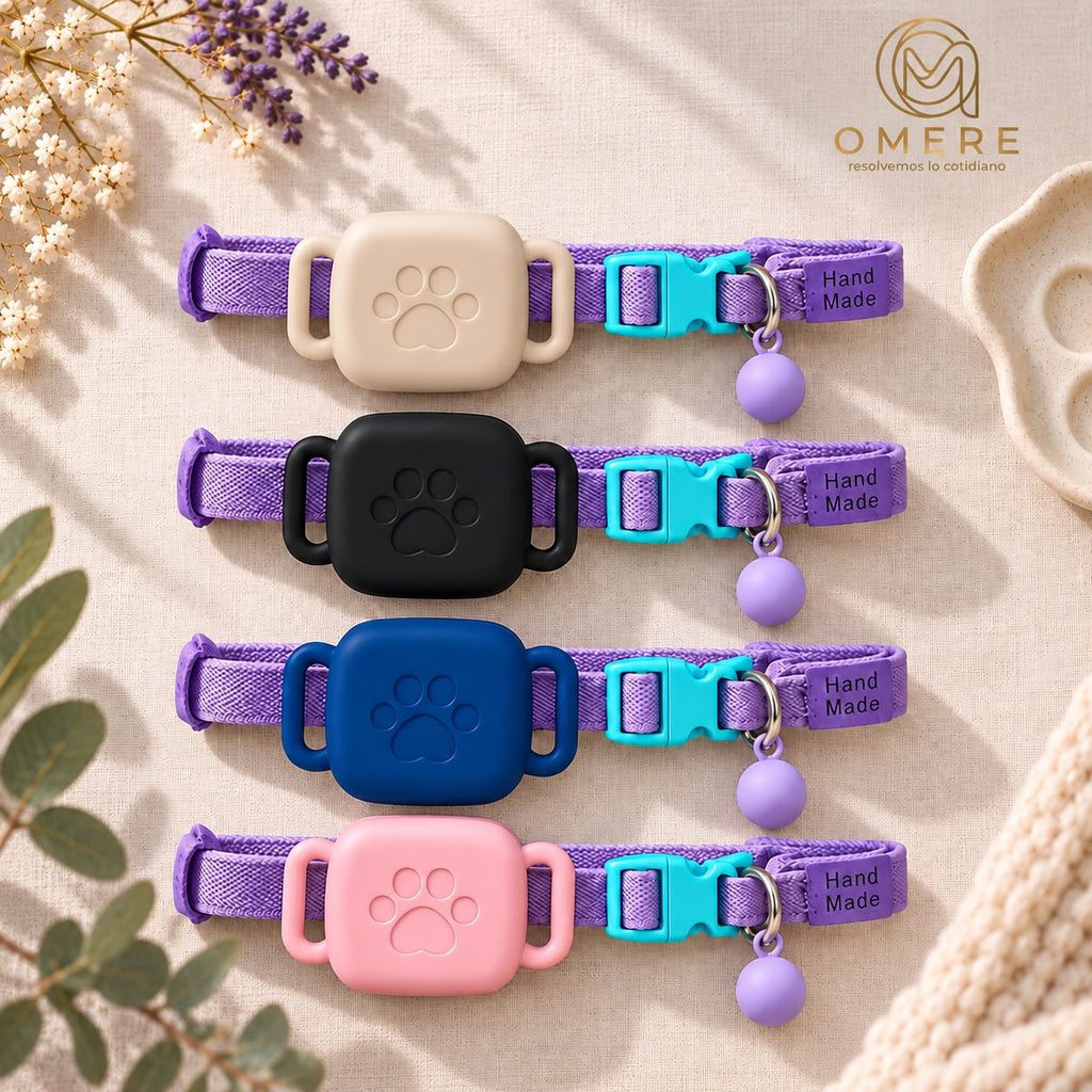 Kit Collar Artesanal + Funda + Localizador | Gato, Perro raza pequeña