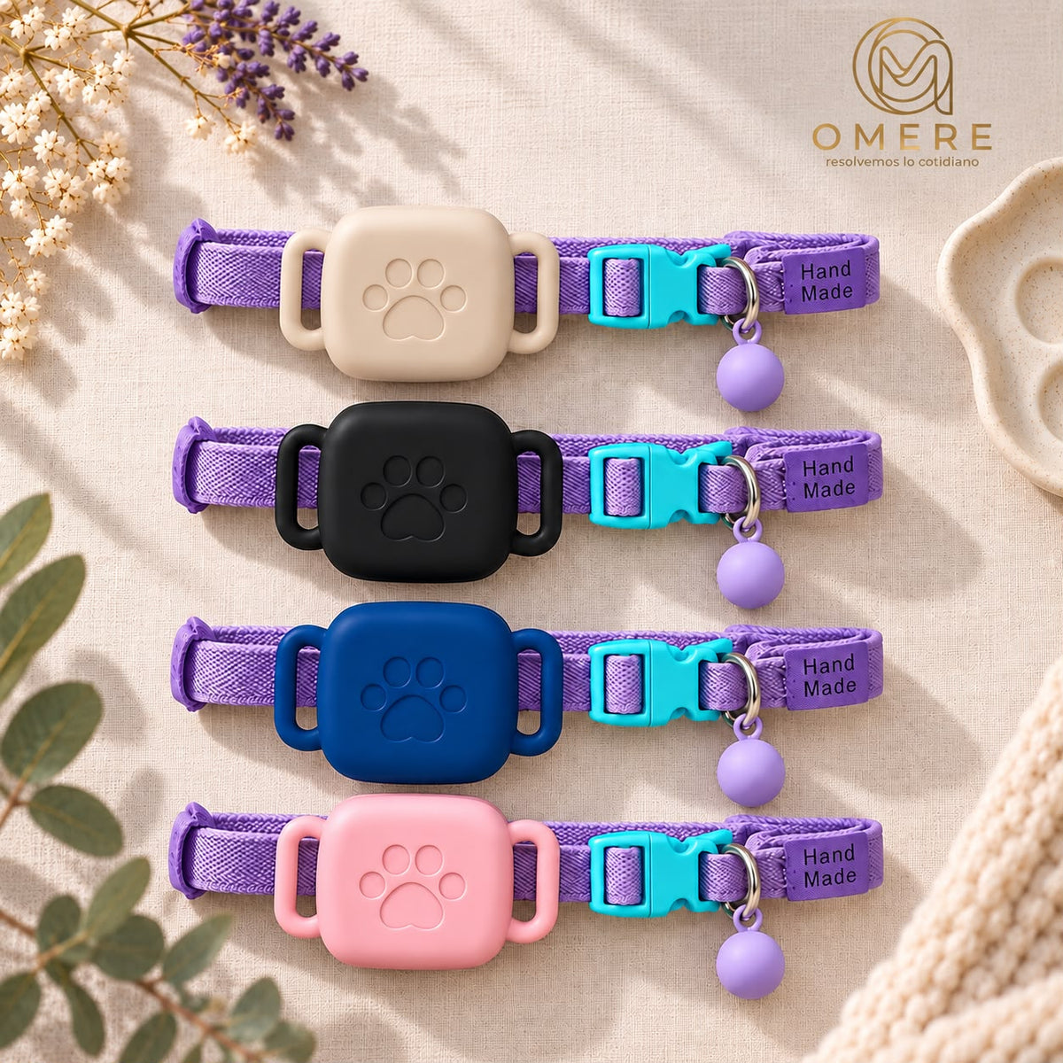 Kit Collar Artesanal + Funda + Localizador | Gato, Perro raza pequeña