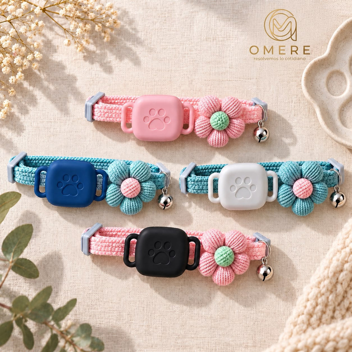 Kit Collar Artesanal + Funda + Localizador | Gato, Perro raza pequeña