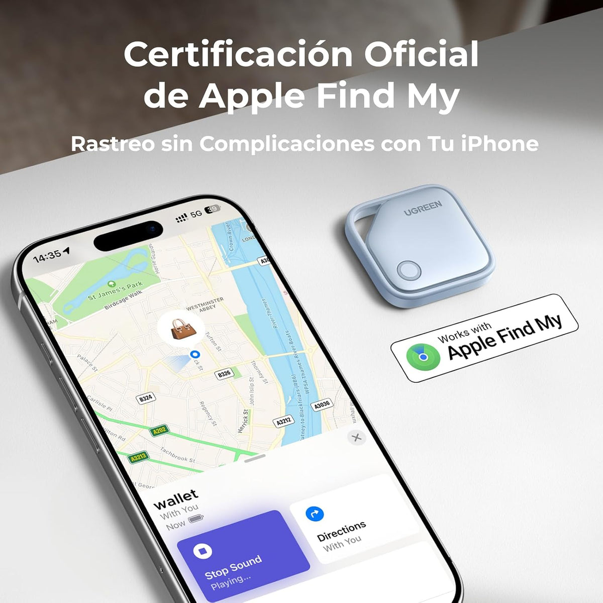 UGREEN FineTrack Localizador Inteligente 1Pack Compatible con Apple Find My