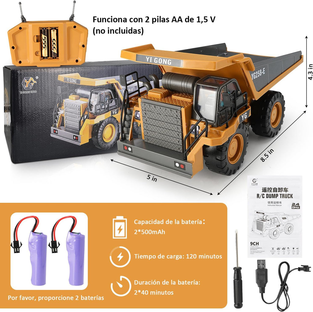 Vehículos RC 1:20 Aleación — Excavadora, Bulldozer y Volteo | Individual, Dúo o Set