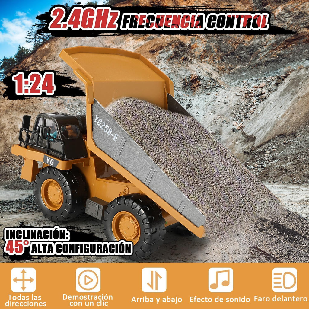 Vehículos RC 1:20 Aleación — Excavadora, Bulldozer y Volteo | Individual, Dúo o Set
