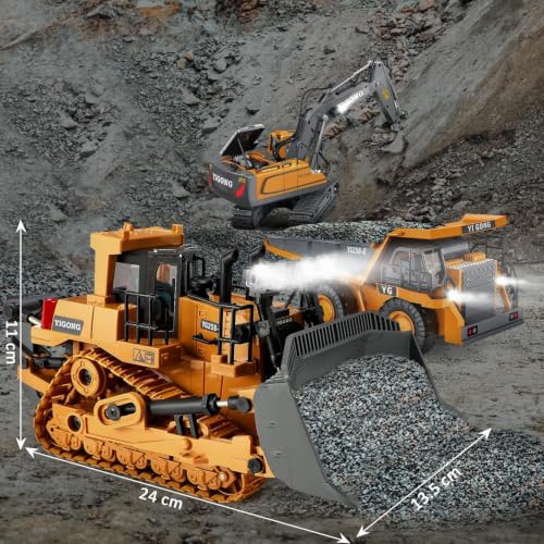 Vehículos RC 1:20 Aleación — Excavadora, Bulldozer y Volteo | Individual, Dúo o Set