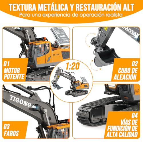 Vehículos RC 1:20 Aleación — Excavadora, Bulldozer y Volteo | Individual, Dúo o Set
