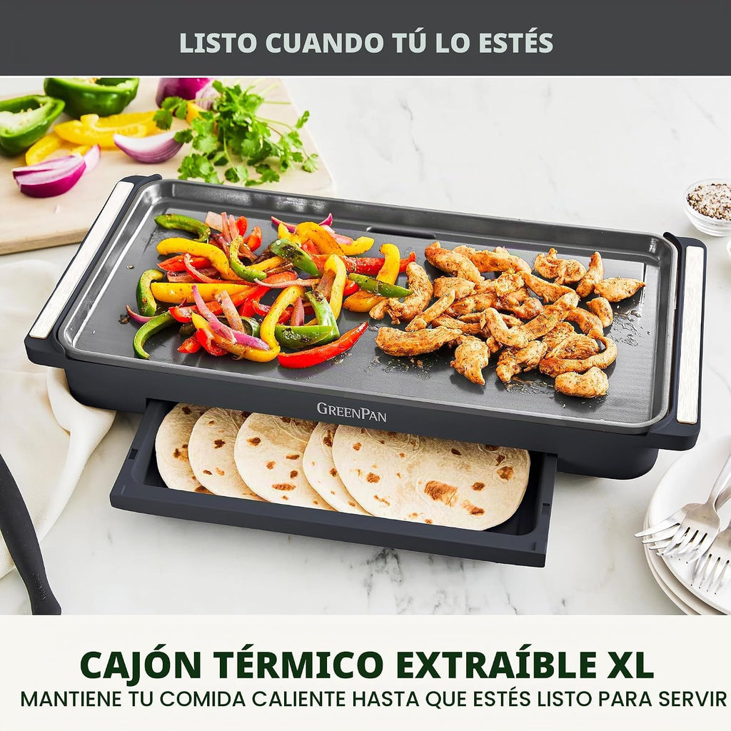 Plancha Eléctrica GreenPan | Antiadherente de Cerámica sin PFAS – Superficie 10.5 x 20"
