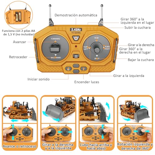 Vehículos RC 1:20 Aleación — Excavadora, Bulldozer y Volteo | Individual, Dúo o Set