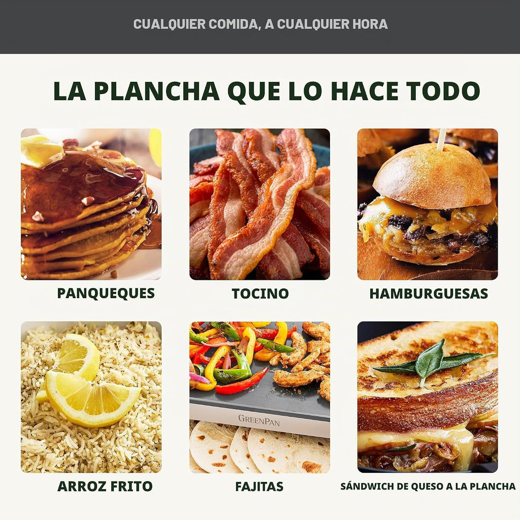 Plancha Eléctrica GreenPan | Antiadherente de Cerámica sin PFAS – Superficie 10.5 x 20"