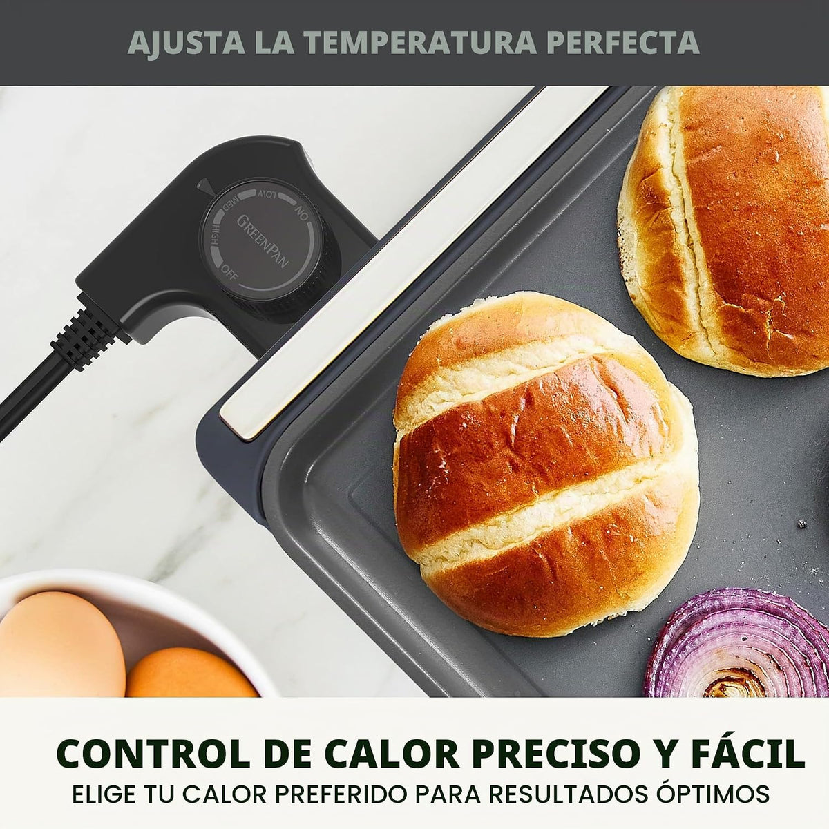 Plancha Eléctrica GreenPan | Antiadherente de Cerámica sin PFAS – Superficie 10.5 x 20"